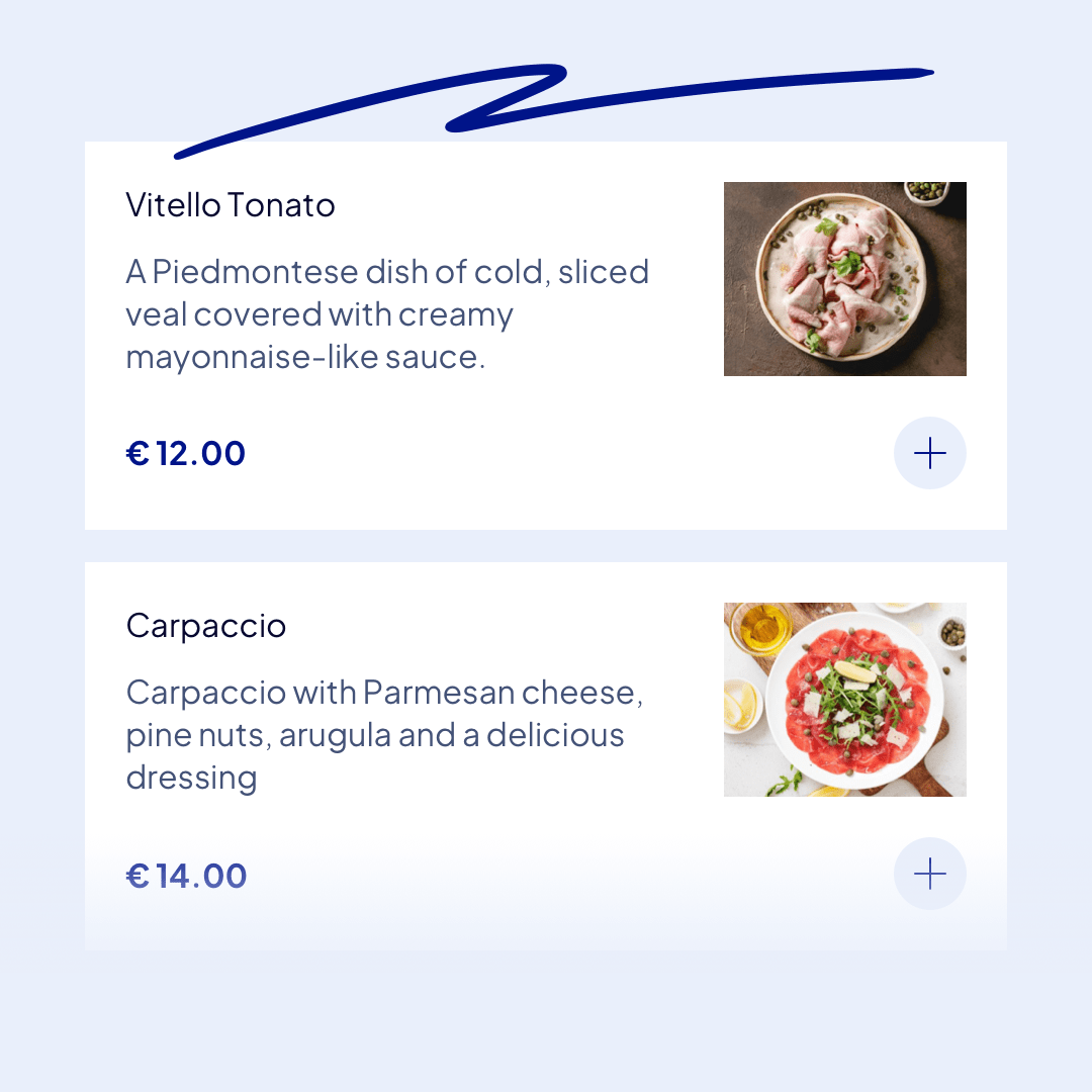 Display your take away products in the online widget on your website